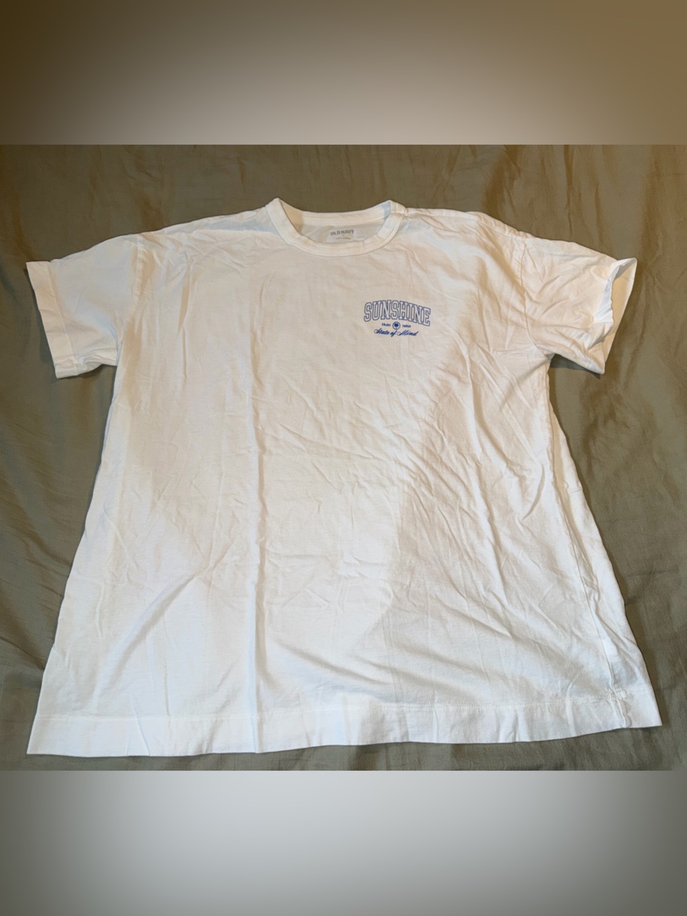 Old Navy White T-Shirt with Light Blue Graphic